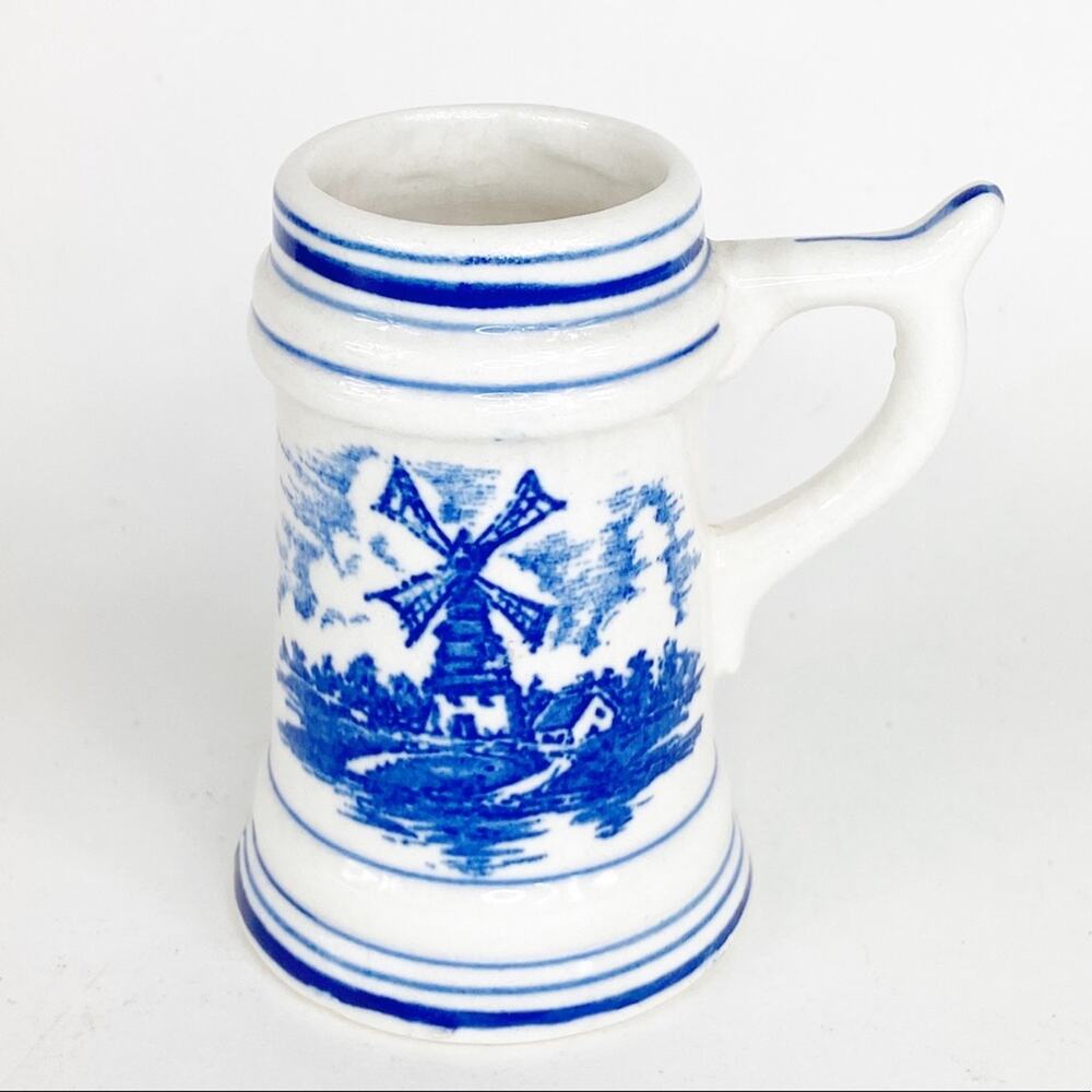 Vintage Ceramic Mini Stein Mug Windmill & Floral